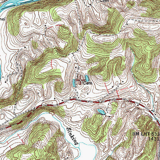 Topographic Map of Powers Cemetery, VA