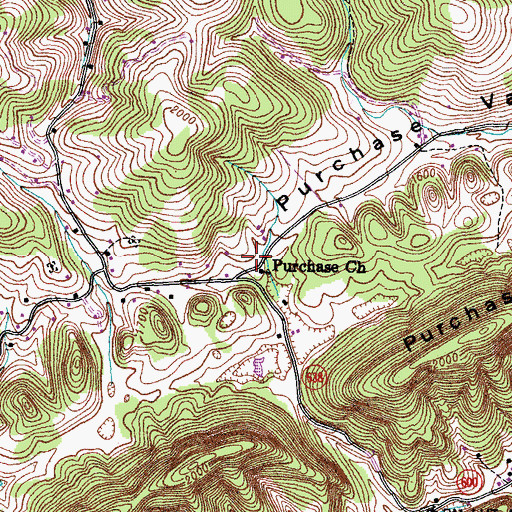 Topographic Map of Purchase Cemetery, VA