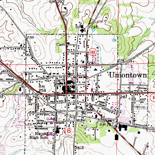 Topographic Map of Temple School (historical), AL