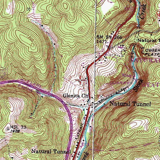 Topographic Map of Rhoton Cemetery, VA