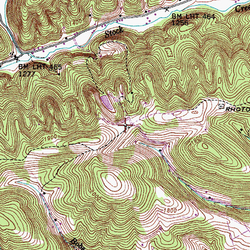 Topographic Map of Rhoton Cemetery, VA