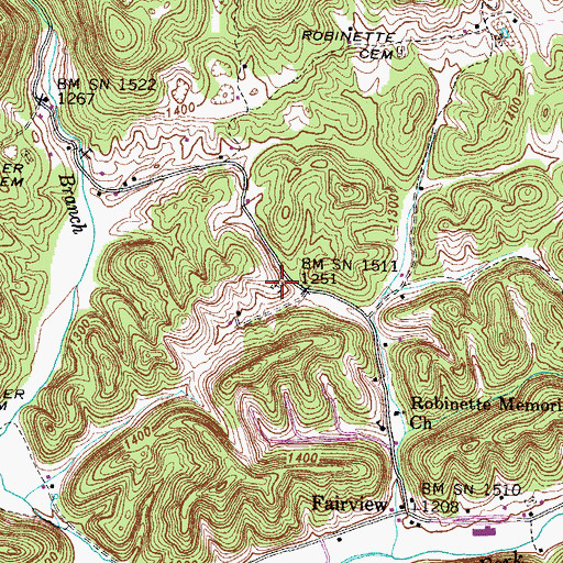 Topographic Map of Robbins Cemetery, VA