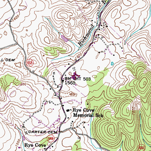 Topographic Map of Rye Cove High School, VA