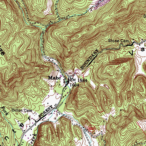 Topographic Map of Shephard Cemetery, VA