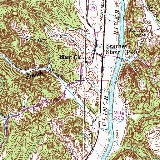 Topographic Map of Slant School (historical), VA