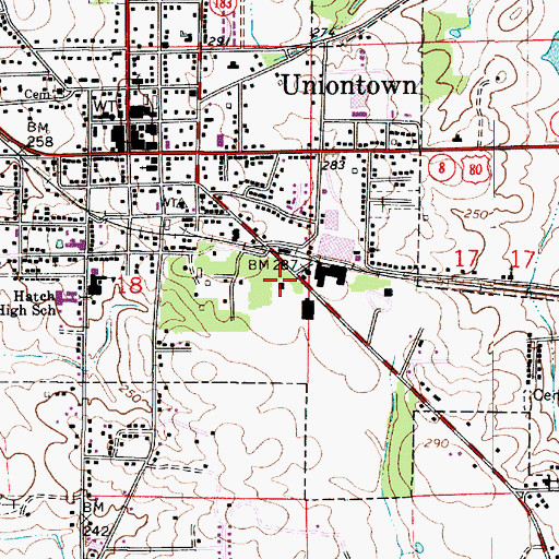 Topographic Map of Pitts Folly, AL