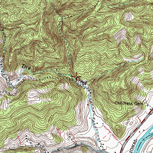 Topographic Map of Sluss Cemetery, VA