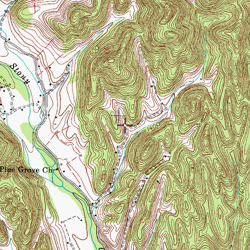 Topographic Map of Sluss Cemetery, VA