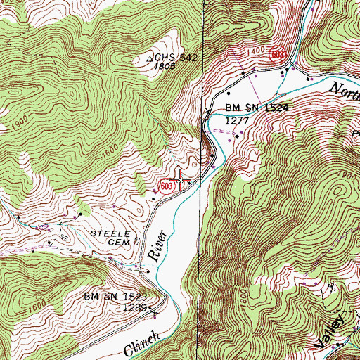 Topographic Map of Speer Cemetery, VA