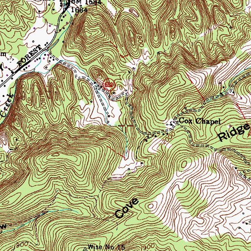Topographic Map of Starnes Cemetery, VA