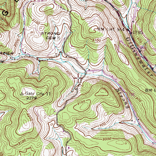 Topographic Map of Strong School (historical), VA
