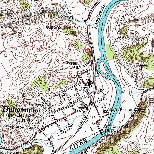 Topographic Map of Patrick Hogan Osborne Cemetery, VA