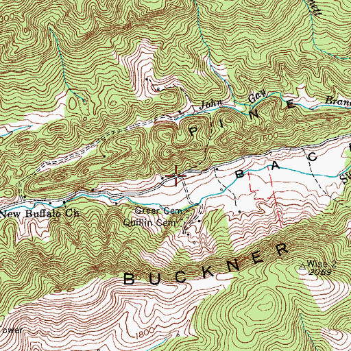 Topographic Map of Valaho (historical), VA