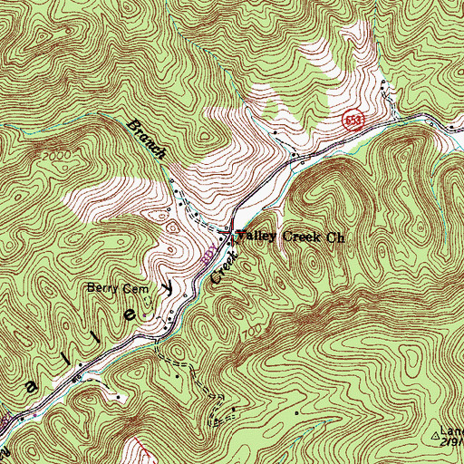 Topographic Map of Valley Creek School (historical), VA