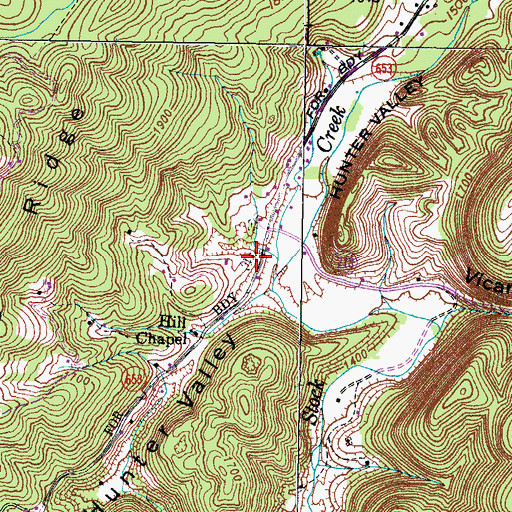 Topographic Map of Walling Cemetery, VA