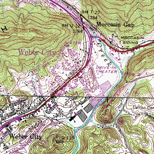 Topographic Map of Weber City Town Hall, VA
