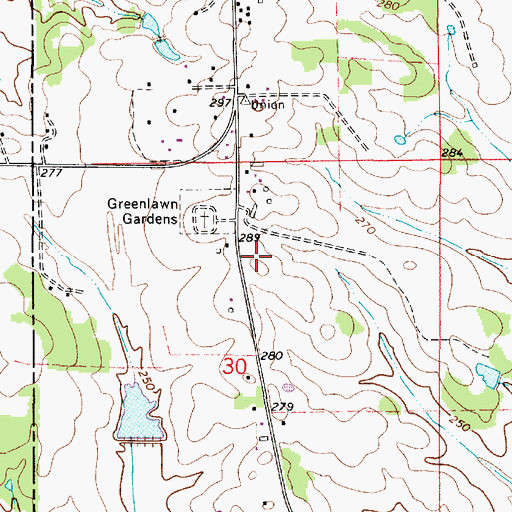 Topographic Map of Oak Lawn Plantation (historical), AL