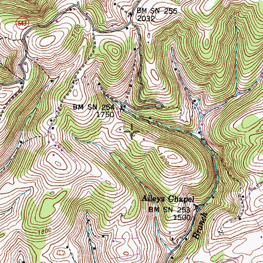 Topographic Map of Williams Cemetery, VA