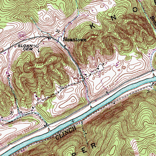 Topographic Map of Williams Cemetery, VA