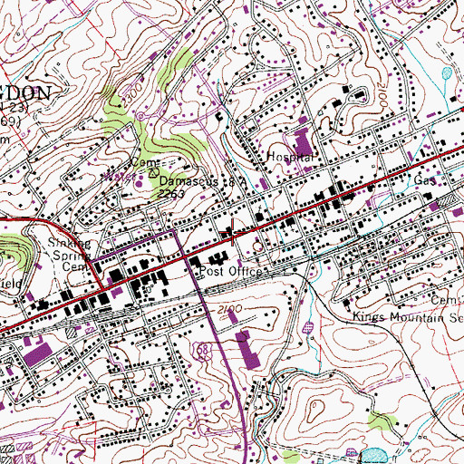 Topographic Map of Abingdon City Hall, VA