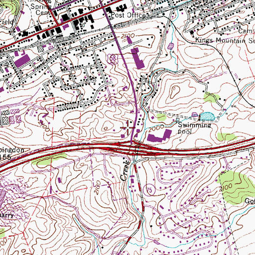 Topographic Map of Abingdon Town Centre Shopping Center, VA