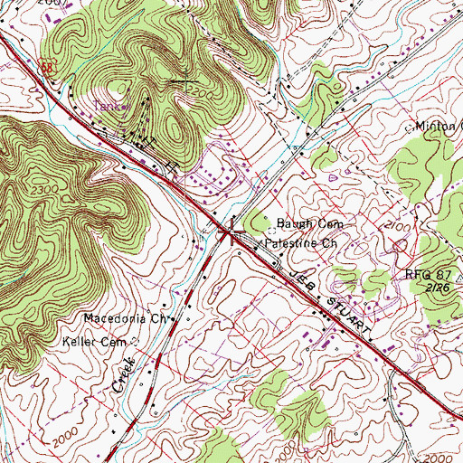 Topographic Map of Ashleys, VA