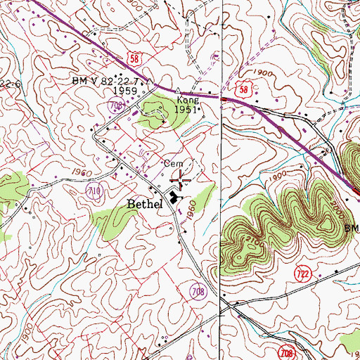 Topographic Map of Bethel Church, VA