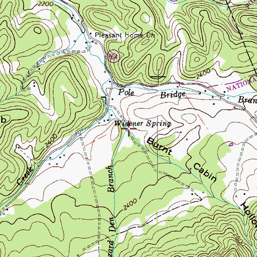Topographic Map of Burnt Cabin Creek, VA