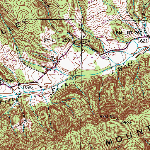 Topographic Map of Casey Branch, VA