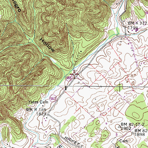 Topographic Map of Cedar Bluff Church (historical), VA