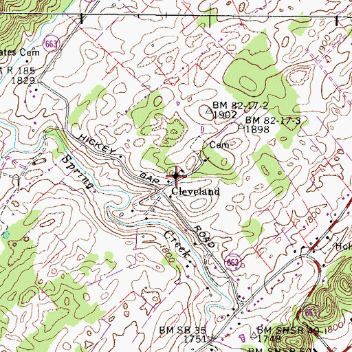 Topographic Map of Cleveland School, VA