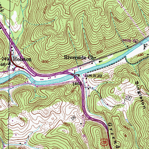 Topographic Map of Colonel Thomas McCulloch Memorial Bridge, VA
