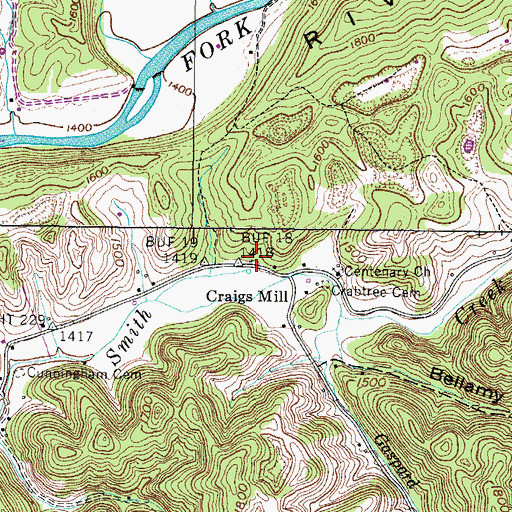 Topographic Map of Craigs Mill School (historical), VA