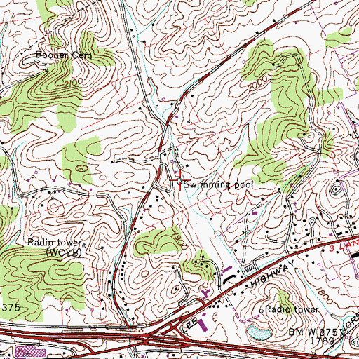 Topographic Map of Crystal Pool, VA
