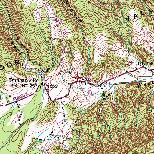 Topographic Map of Duncan School (historical), VA