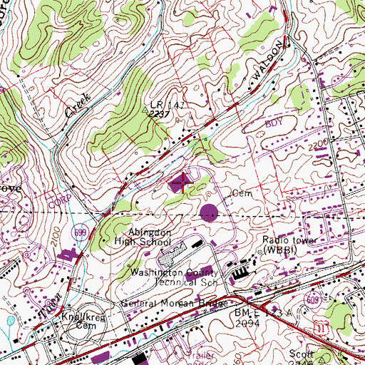 Topographic Map of E B Stanley Middle School, VA
