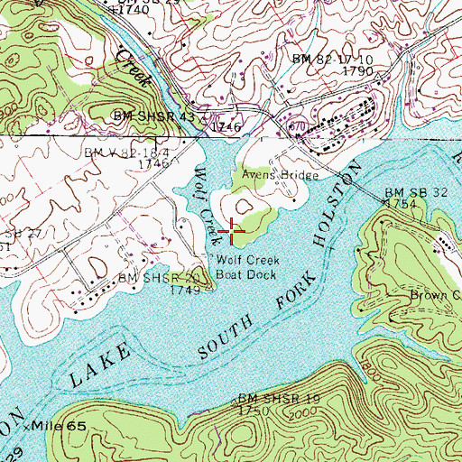 Topographic Map of Falls Mill (historical), VA