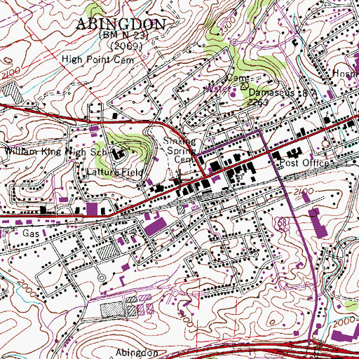 Topographic Map of First Baptist Church, VA