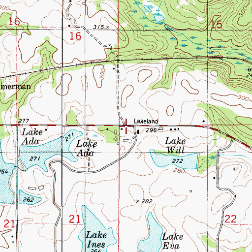 Topographic Map of Lakeland Farms, AL