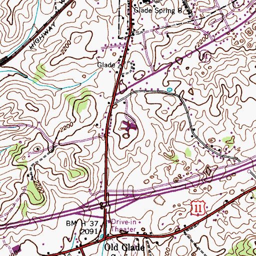 Topographic Map of Glade Spring Middle School, VA