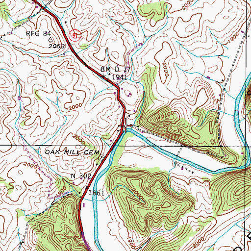 Topographic Map of Groseclose Corner, VA