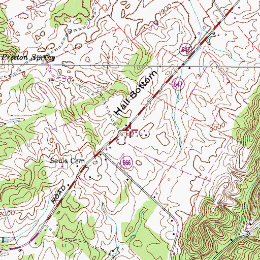 Topographic Map of Hall Bottom School (historical), VA