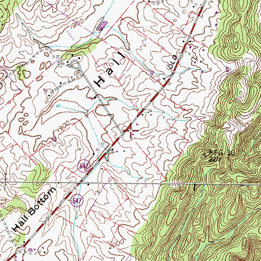 Topographic Map of Hall Bottom School (historical), VA