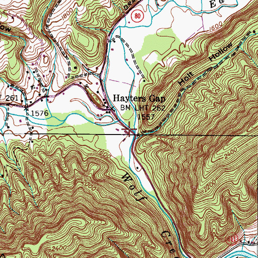 Topographic Map of Hayters Gap School, VA