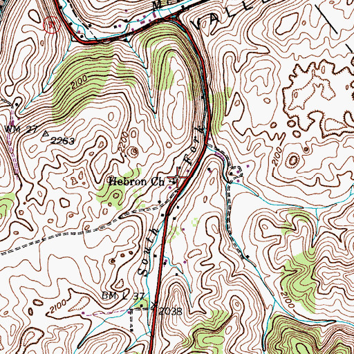 Topographic Map of Hebron Cemetery, VA