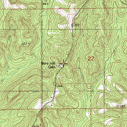 Topographic Map of Mars Hill Baptist Church (historical), AL