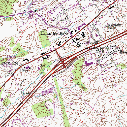 Topographic Map of Interchange 10, VA