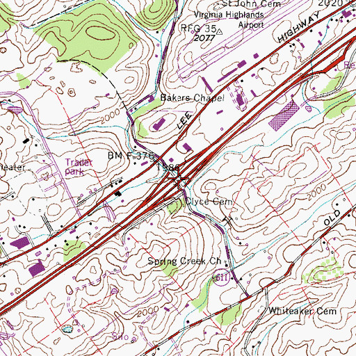 Topographic Map of Interchange 13, VA