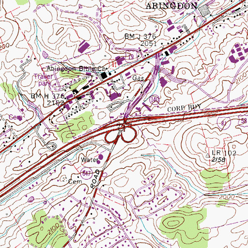 Topographic Map of Interchange 14, VA
