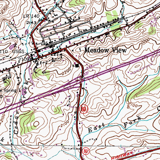 Topographic Map of Interchange 24, VA